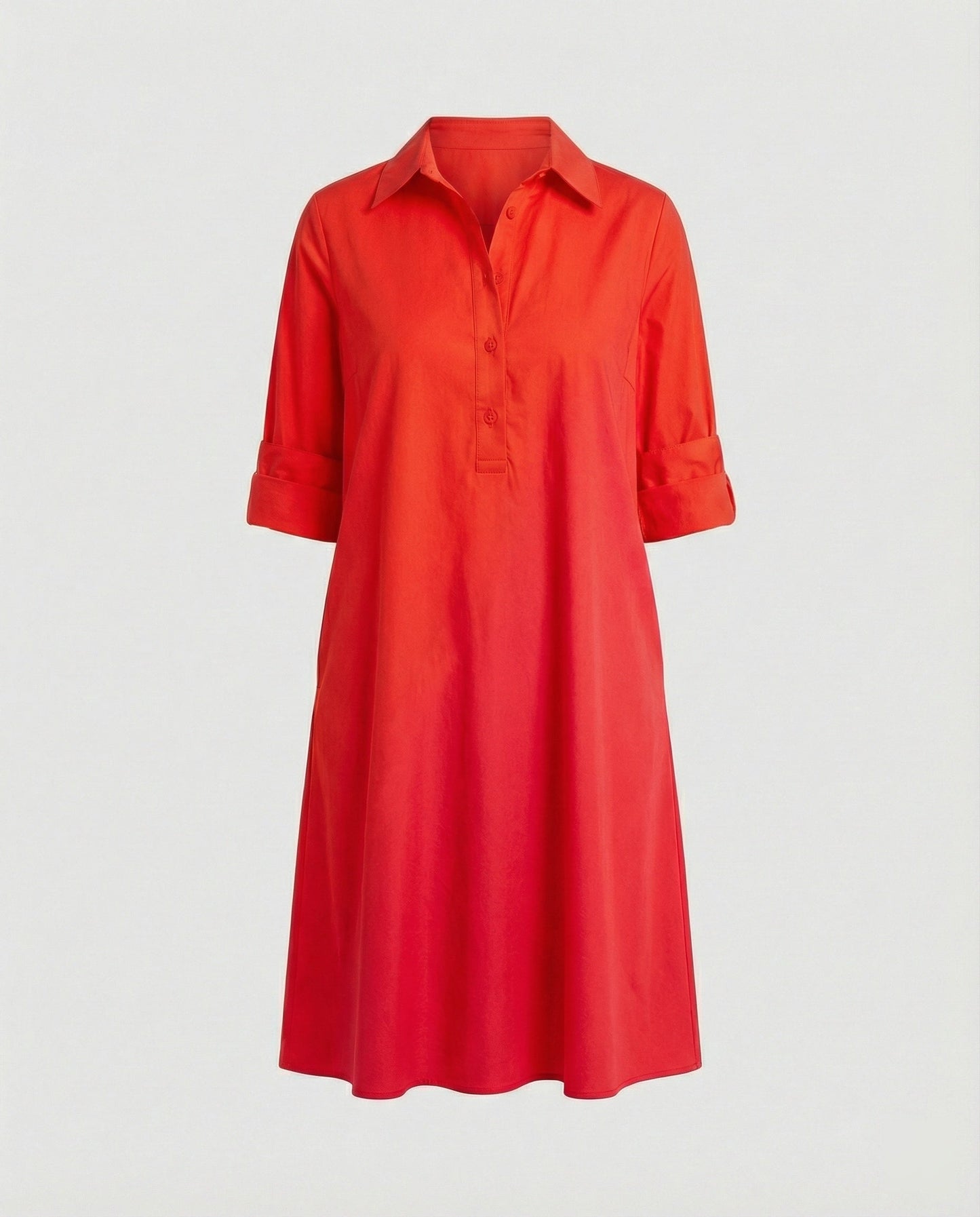 Shirt Dress with Lapel Collar & Three-quarter Sleeves - product photo