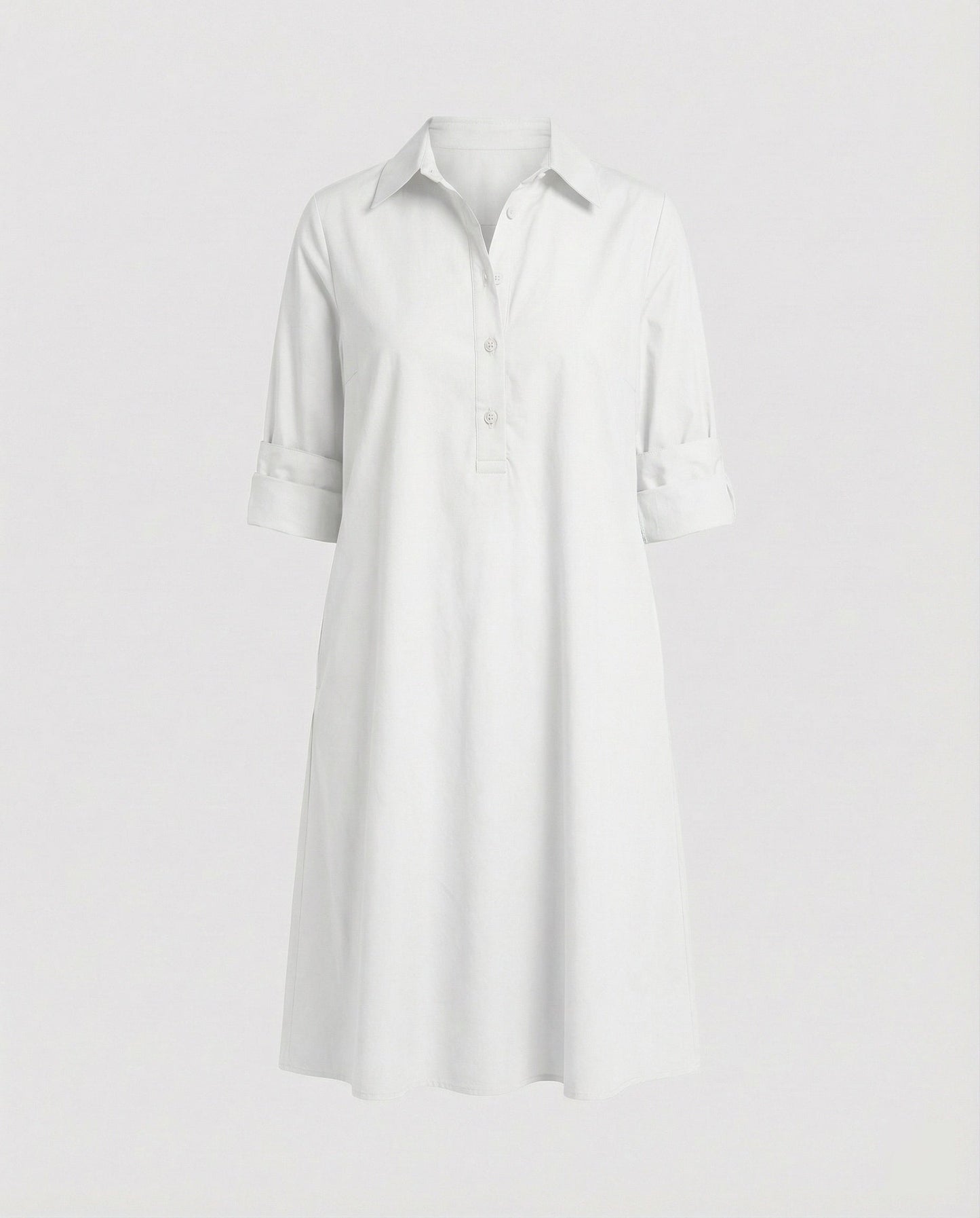 Shirt Dress with Lapel Collar & Three-quarter Sleeves - product photo