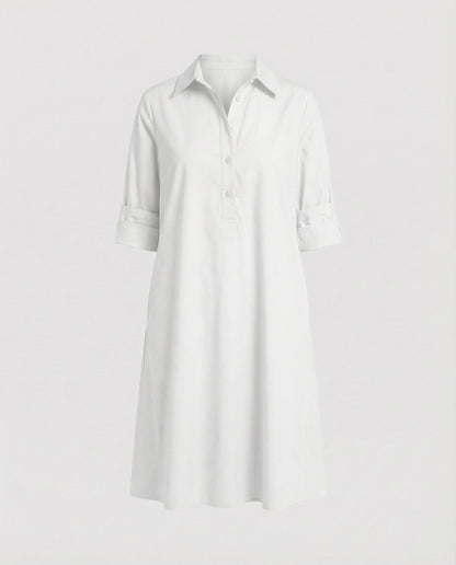 Shirt Dress with Lapel Collar & Three-quarter Sleeves - product photo
