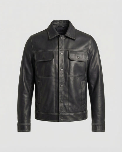 Men's Overshirt Jacket Leather Look