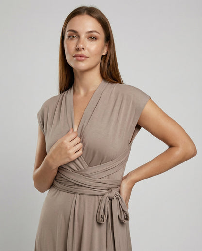 Versatile Women's Wrap Dress - upper body detail