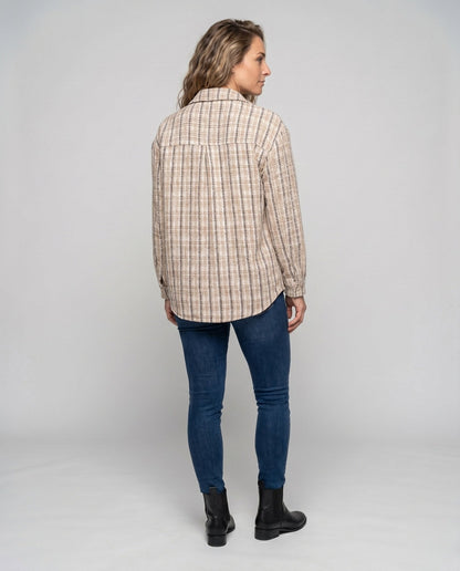 Women casual check jacket with reinforced pockets and elegant cut - Chichicherry