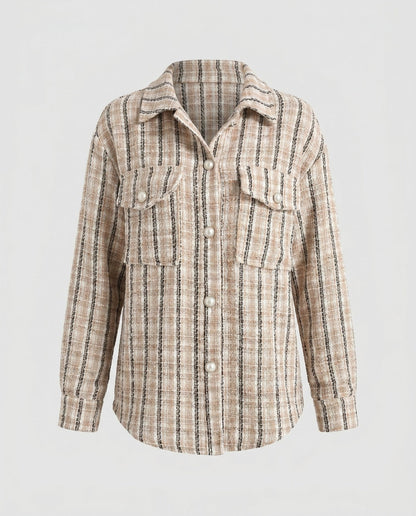 Women casual check jacket with reinforced pockets and elegant cut - Chichicherry