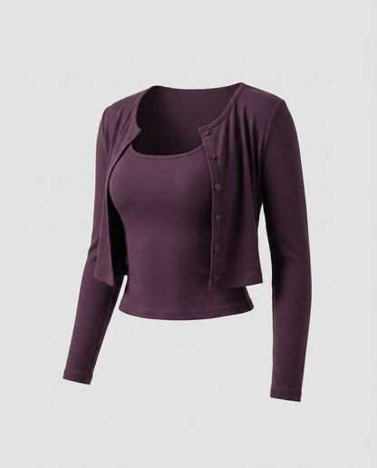 Women cropped long sleeve shirt with stylish neckline - Chichicherry