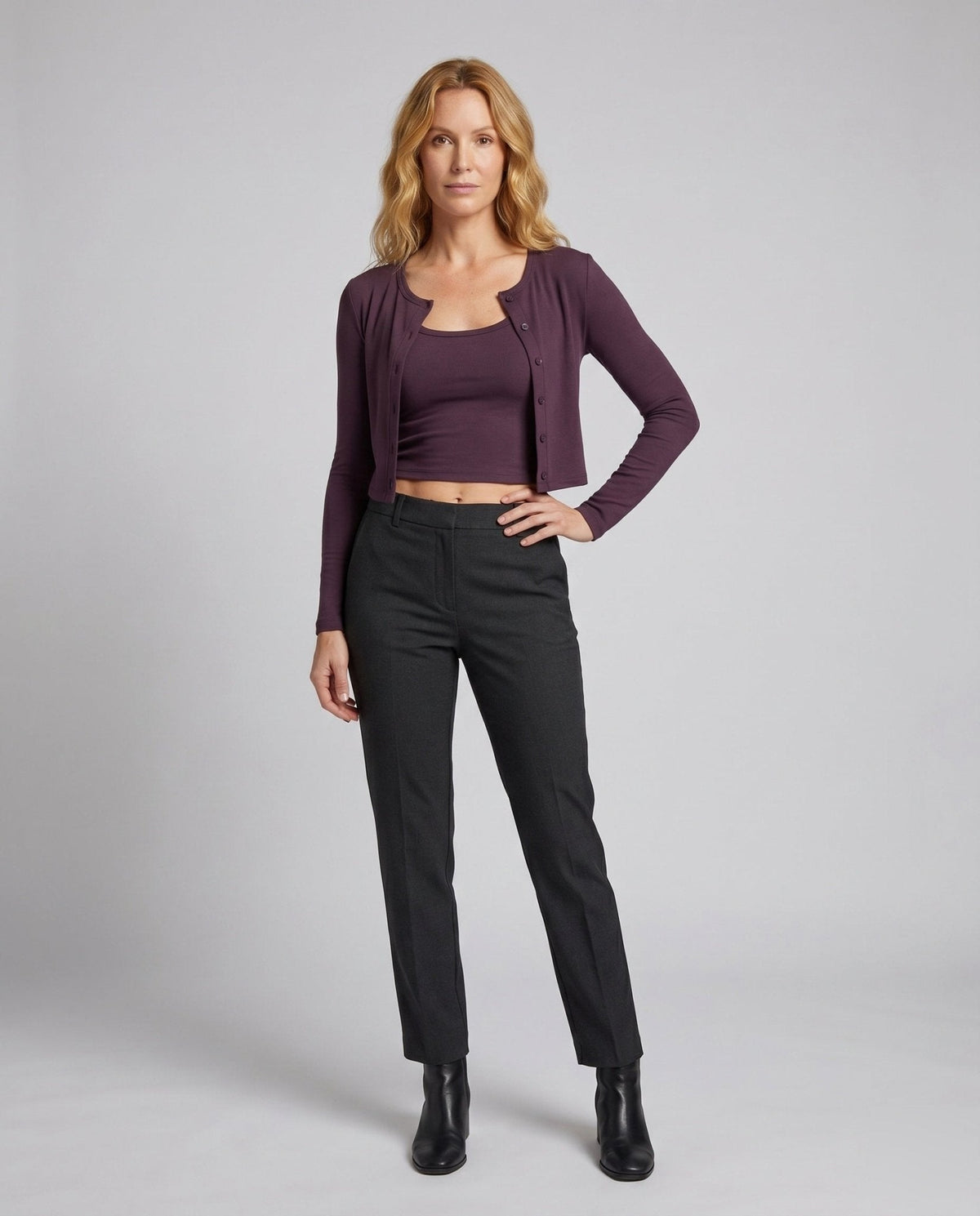 Women cropped long sleeve shirt with stylish neckline - Chichicherry