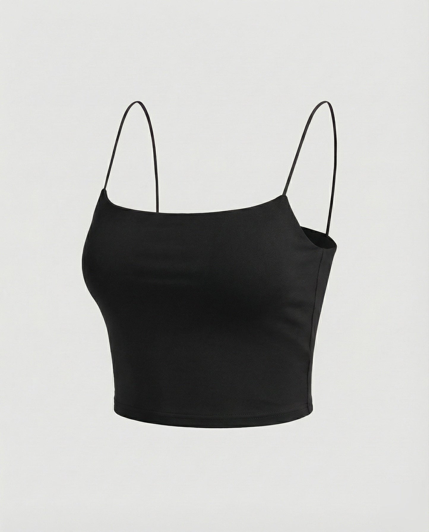 Women Elastic Plain Jersey Spaghetti Top - Black colorway