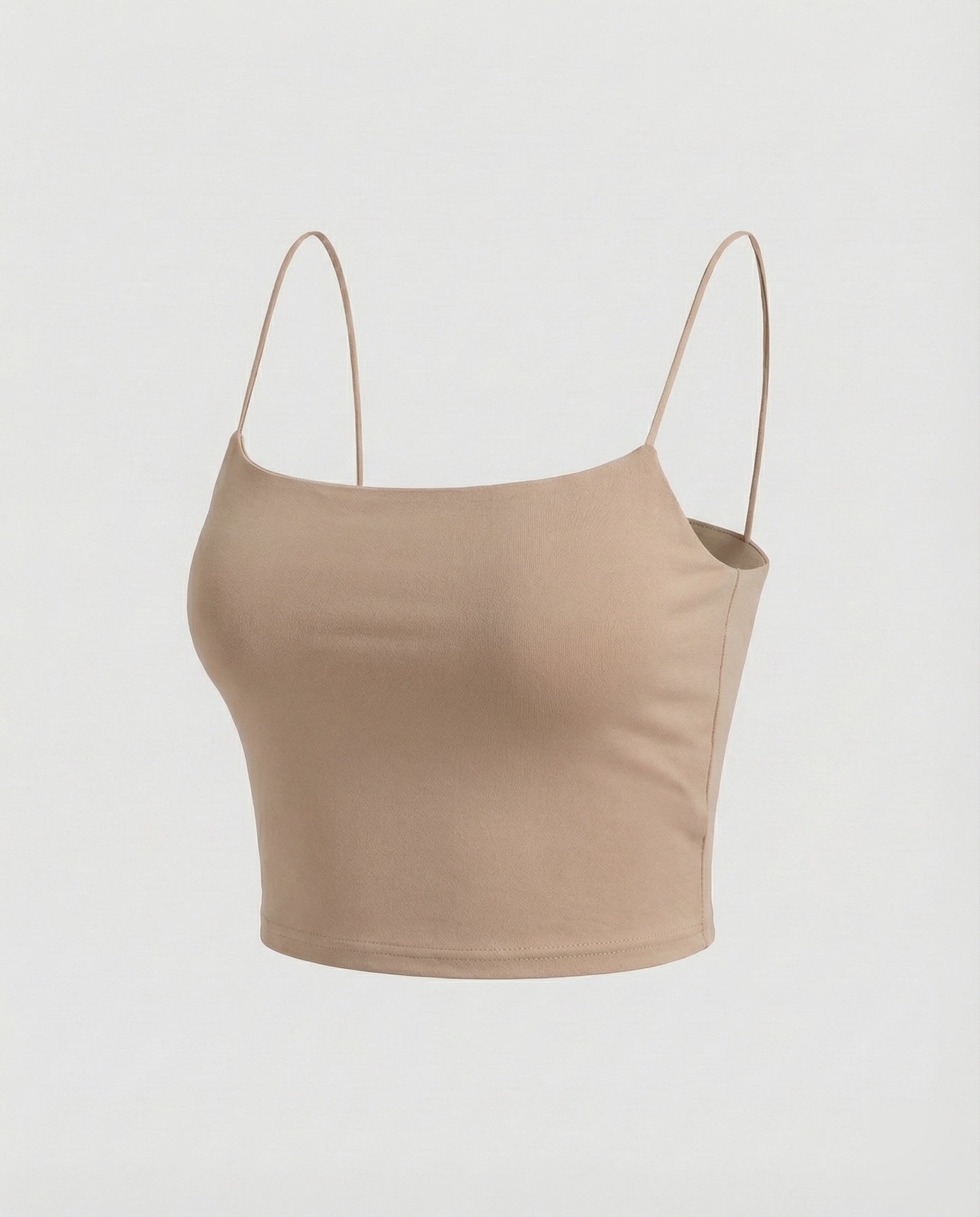 Women Elastic Plain Jersey Spaghetti Top - Khaki colorway
