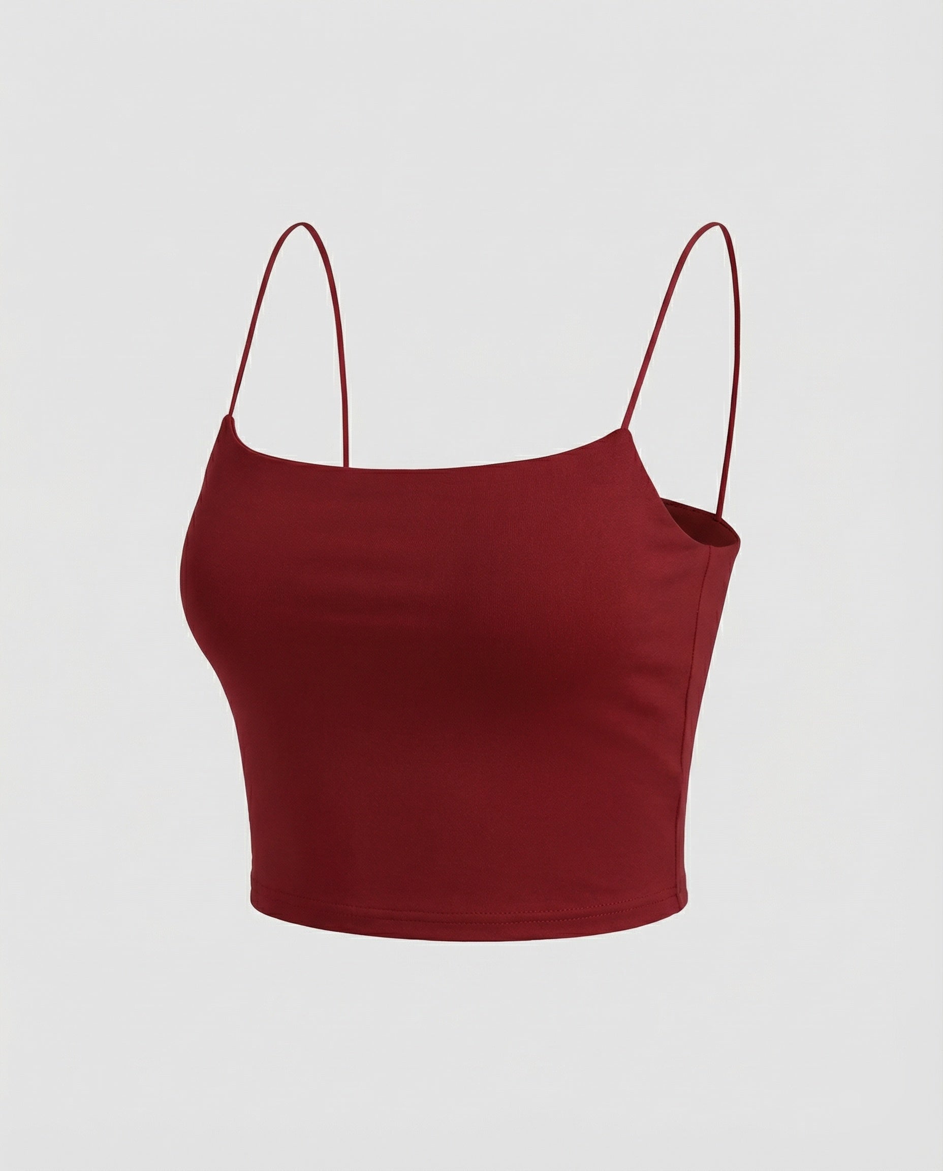 Women Elastic Plain Jersey Spaghetti Top - Red colorway