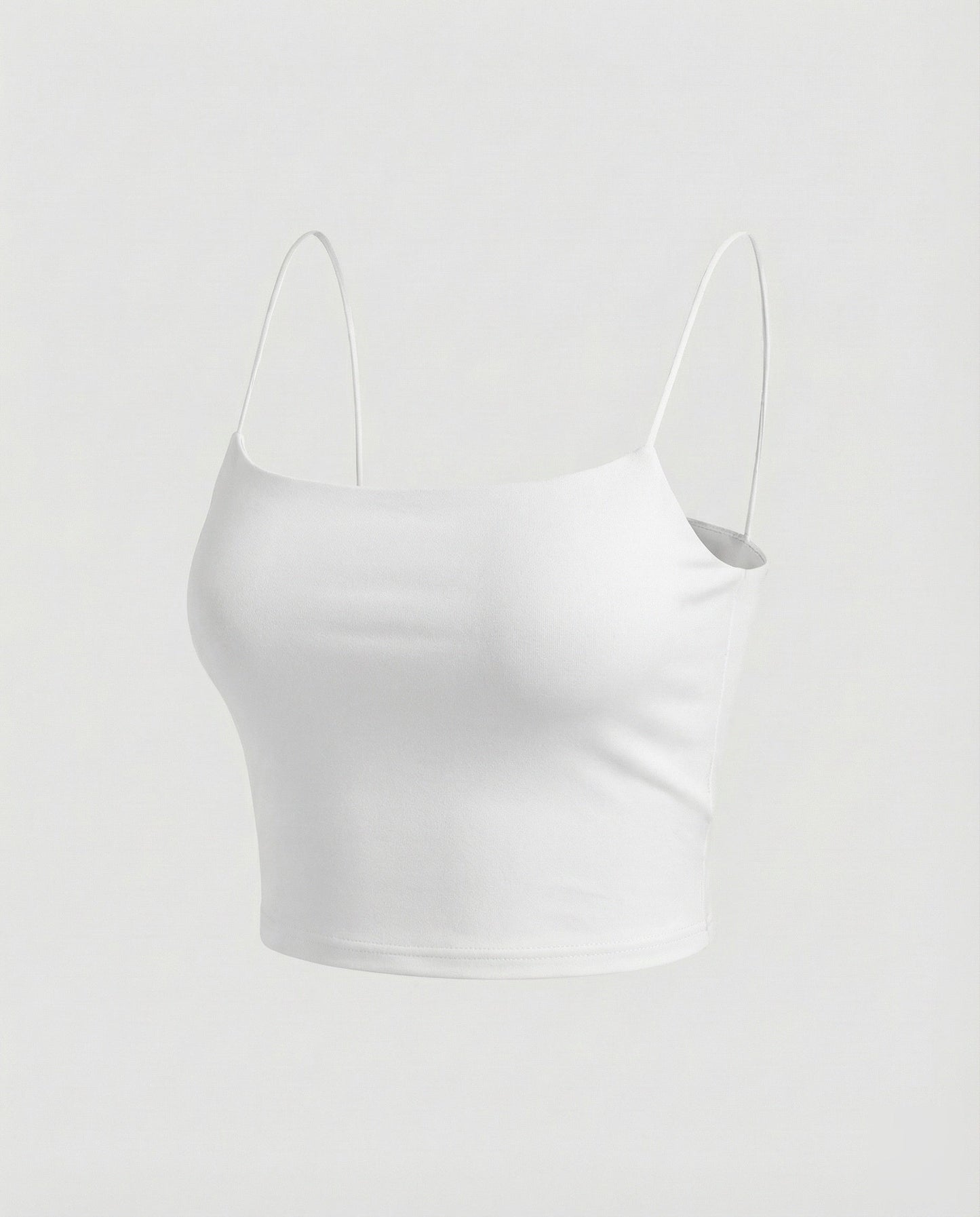 Women Elastic Plain Jersey Spaghetti Top - White colorway