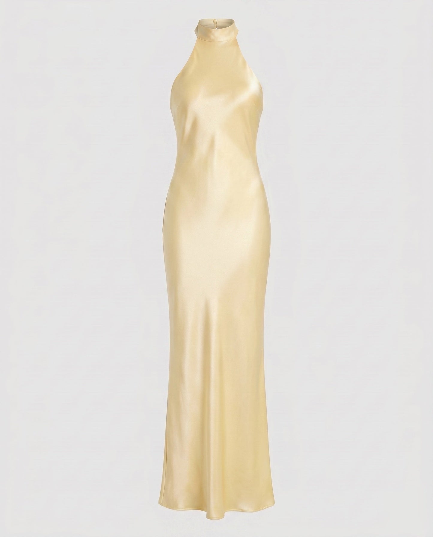Women Elegant Maxi Dress with Shimmering Halter Design - Ivory colorway