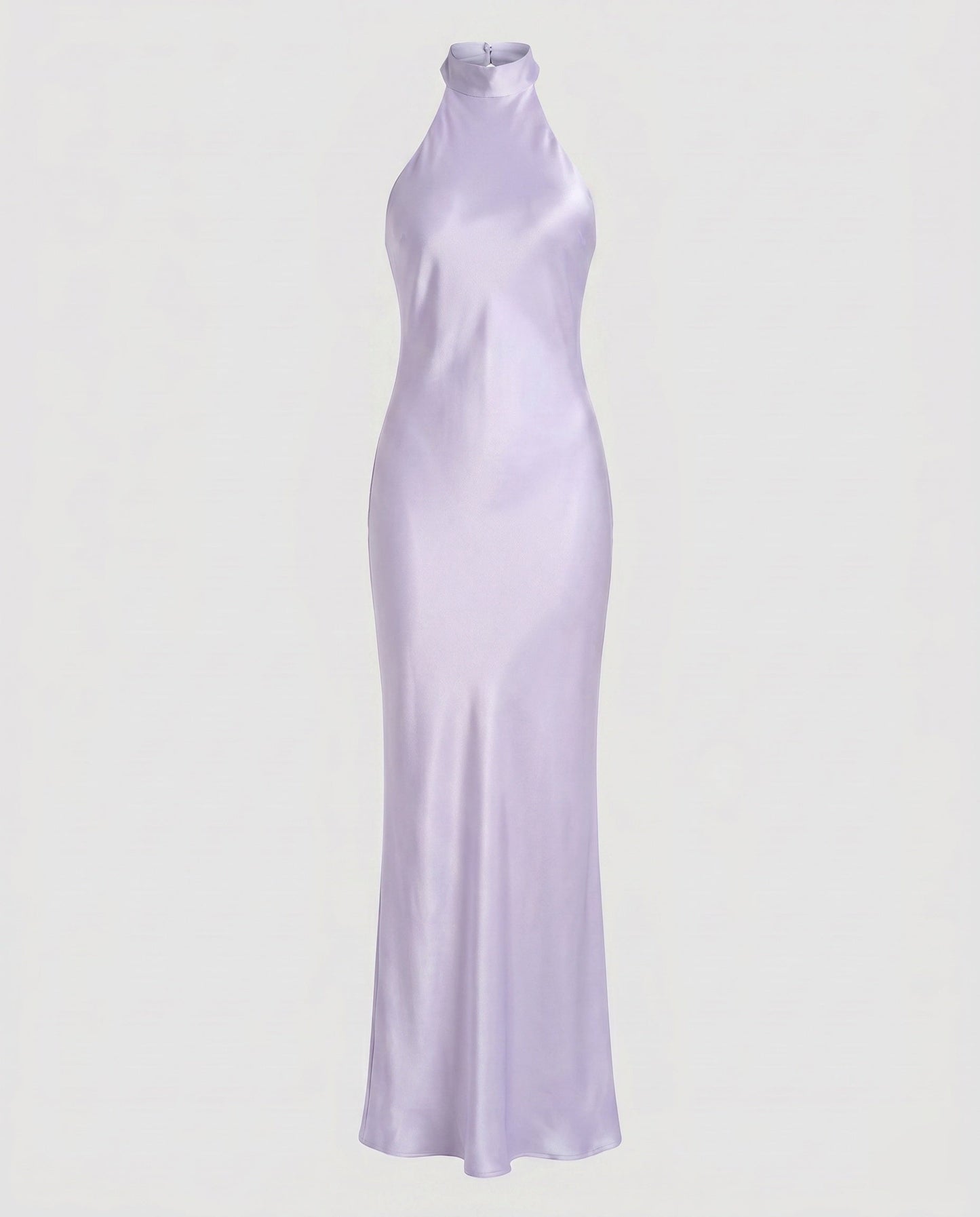Women Elegant Maxi Dress with Shimmering Halter Design - Light Lilac colorway