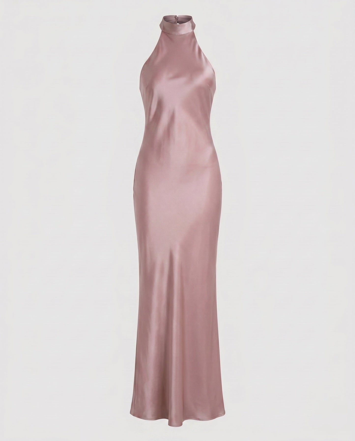 Women Elegant Maxi Dress with Shimmering Halter Design - Lotus Pink colorway