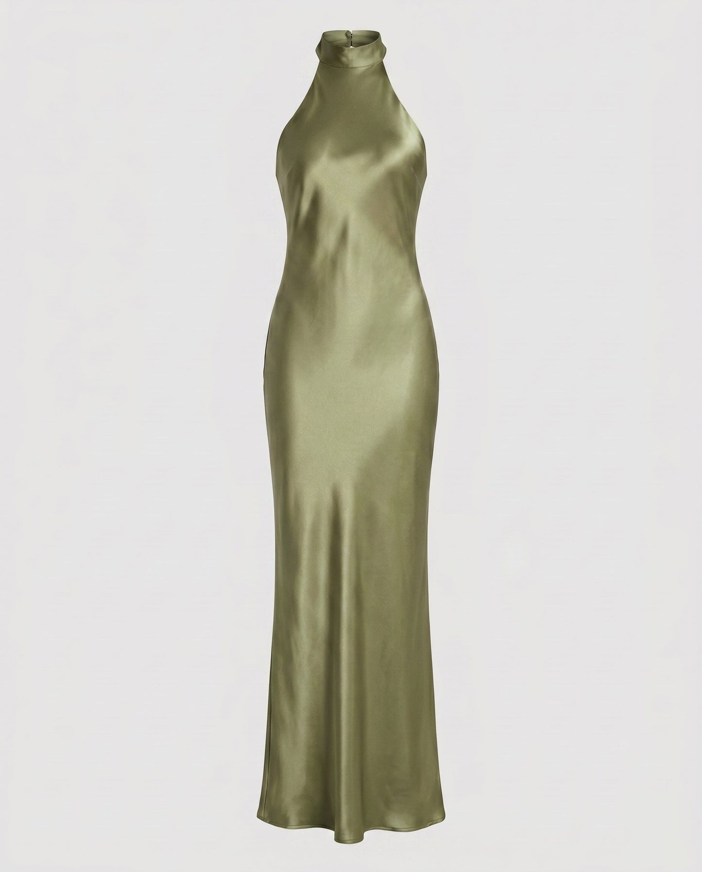 Women Elegant Maxi Dress with Shimmering Halter Design - Sea Green colorway