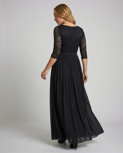 Women Elegant Off-Shoulder Lace Evening Dress - back view
