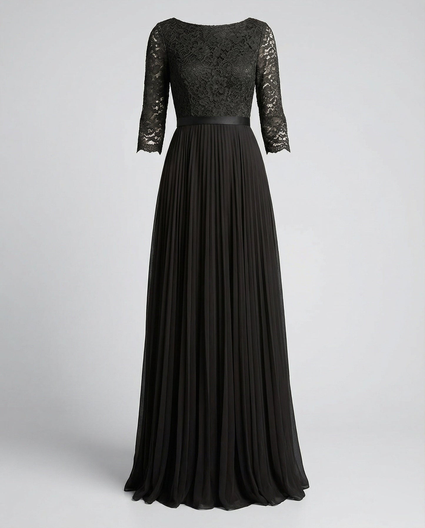 Women Elegant Off-Shoulder Lace Evening Dress - Black colorway