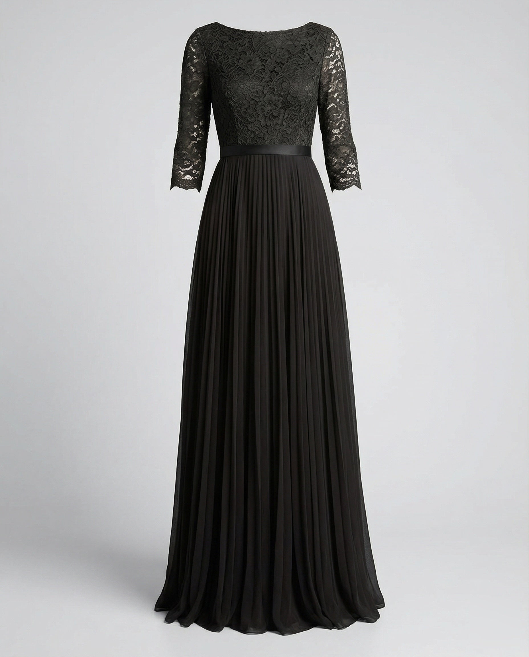 Women Elegant Off-Shoulder Lace Evening Dress - Black colorway