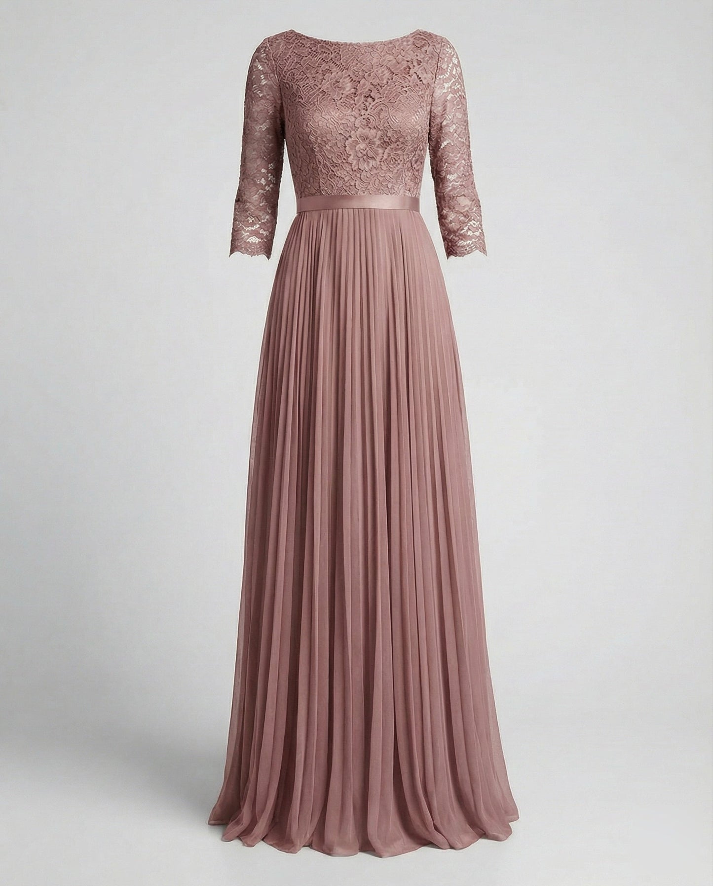 Women Elegant Off-Shoulder Lace Evening Dress - Pink colorway