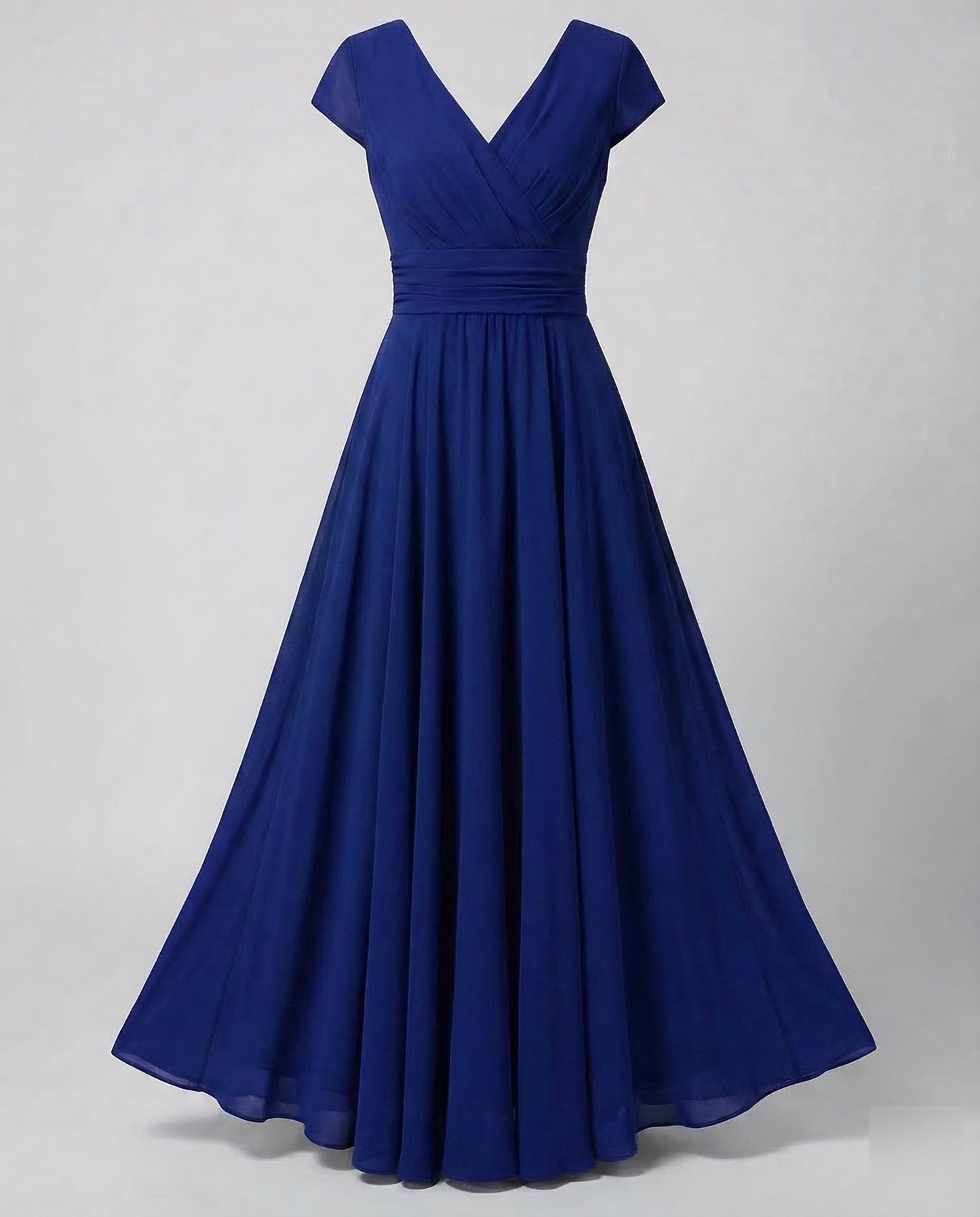 Women Evening Maxi Dress Pleated Swing Skirt - Blue colorway