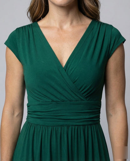 Women Evening Maxi Dress Pleated Swing Skirt - close-up detail
