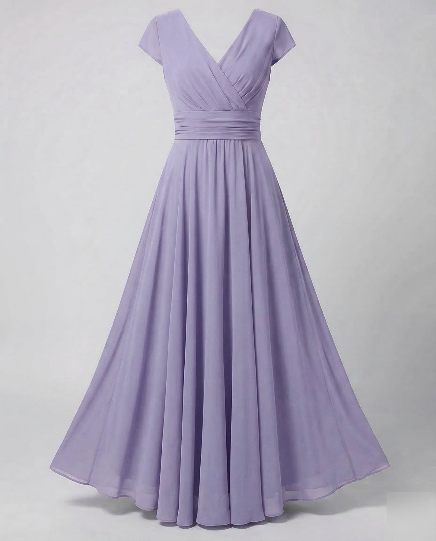 Women Evening Maxi Dress Pleated Swing Skirt - Light Lilac colorway
