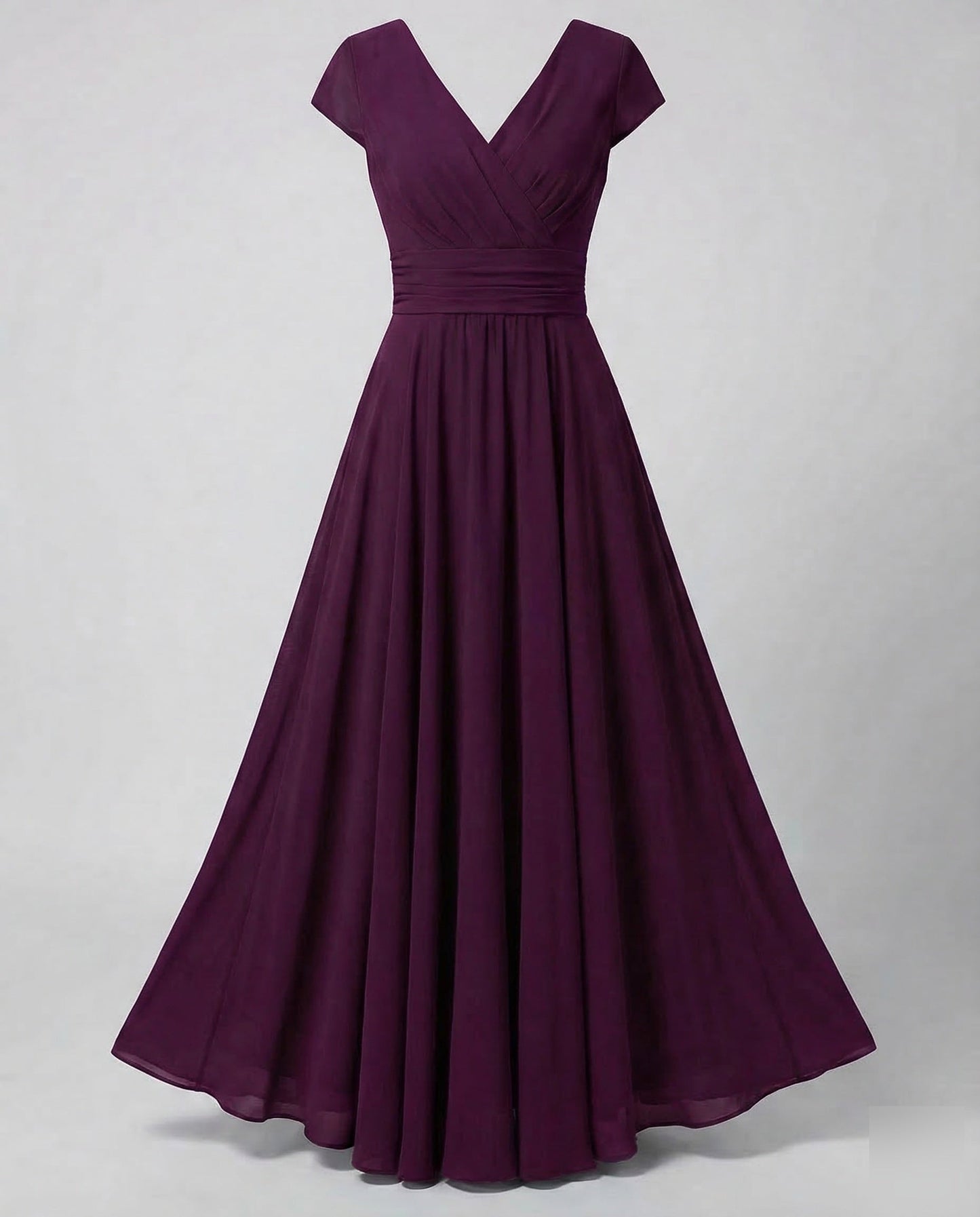 Women Evening Maxi Dress Pleated Swing Skirt - Wine Red colorway