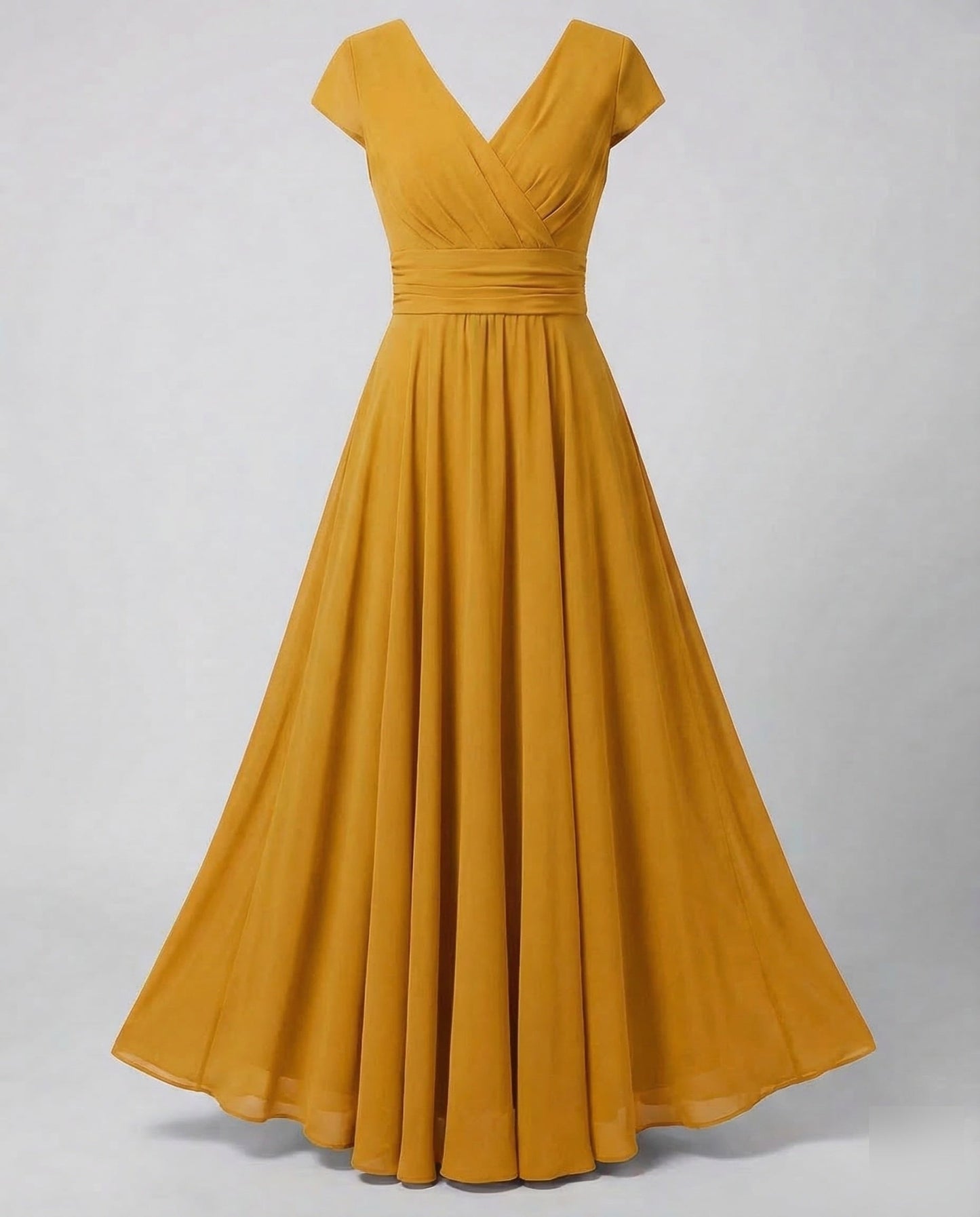 Women Evening Maxi Dress Pleated Swing Skirt - Yellow colorway