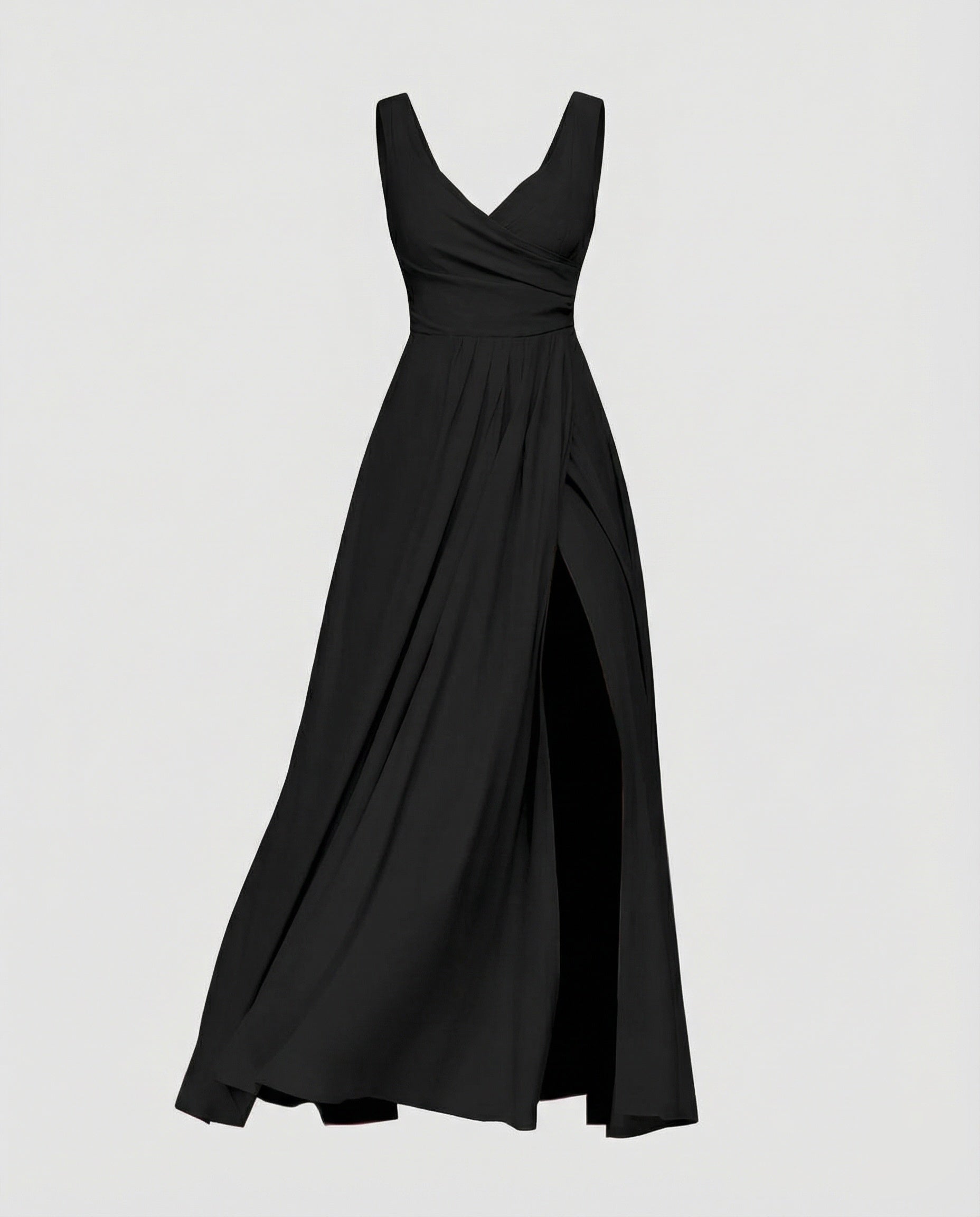Women Exquisite Thigh-Slit Evening Dress - Black colorway