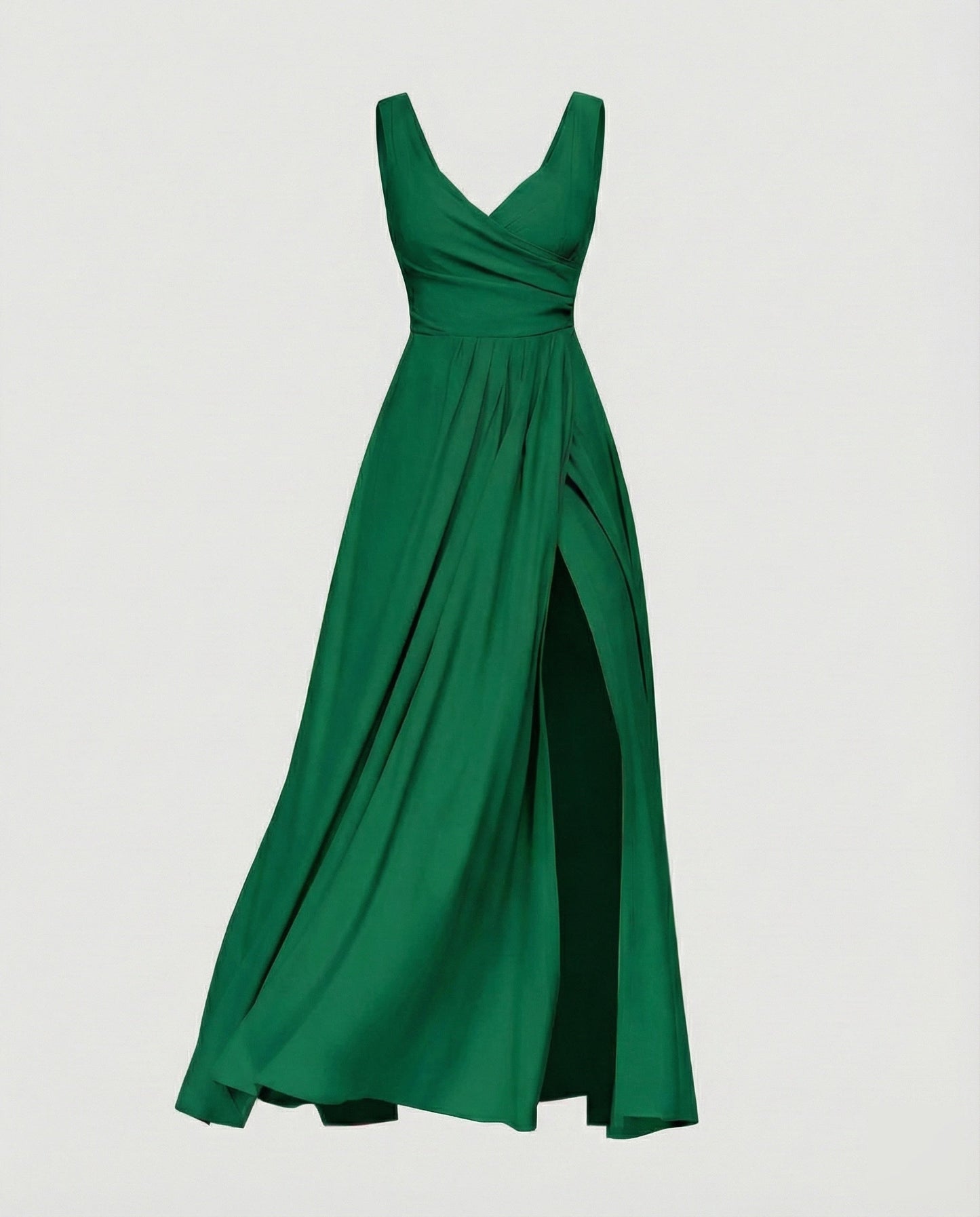 Women Exquisite Thigh-Slit Evening Dress - Green colorway