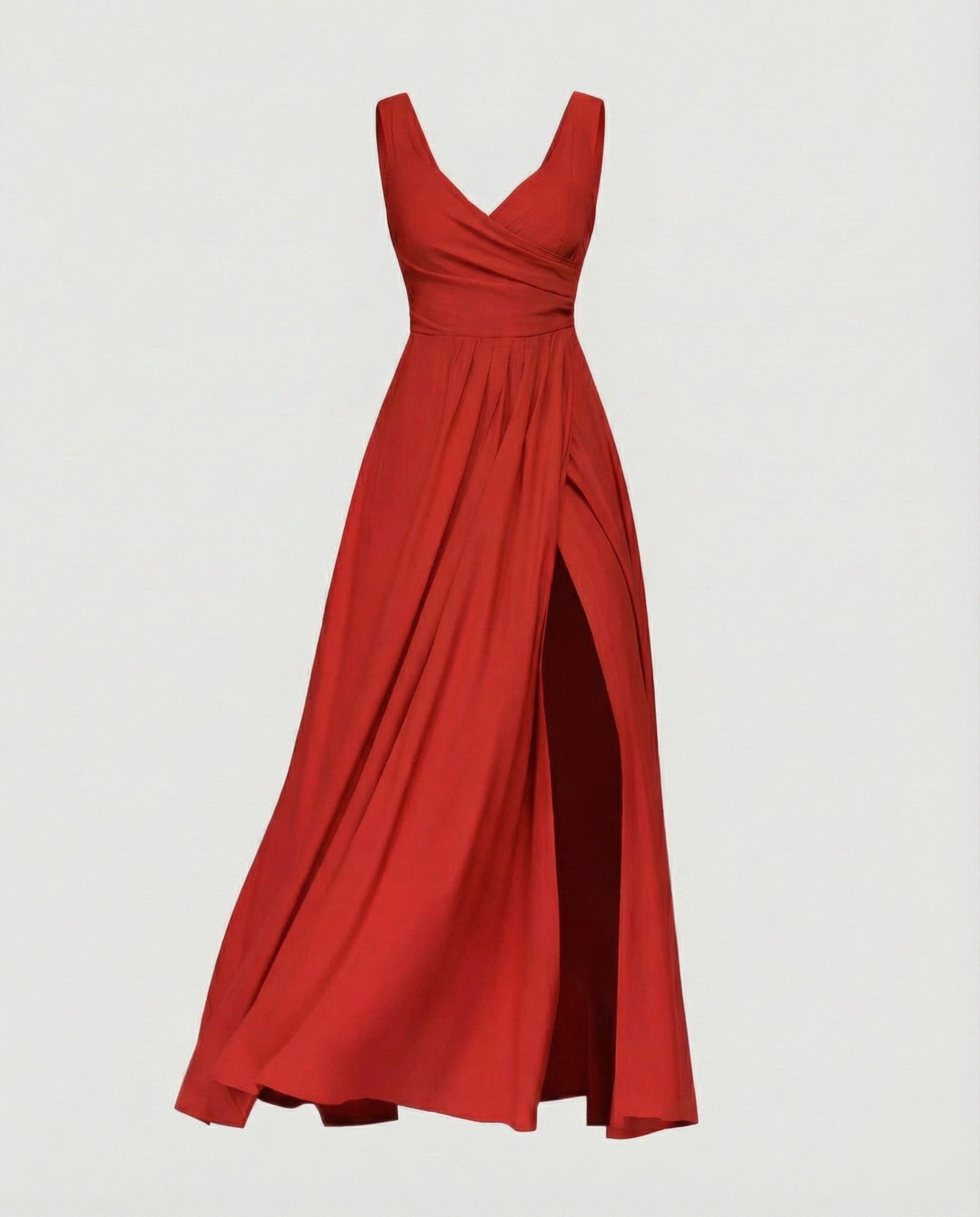 Women Exquisite Thigh-Slit Evening Dress - Red colorway