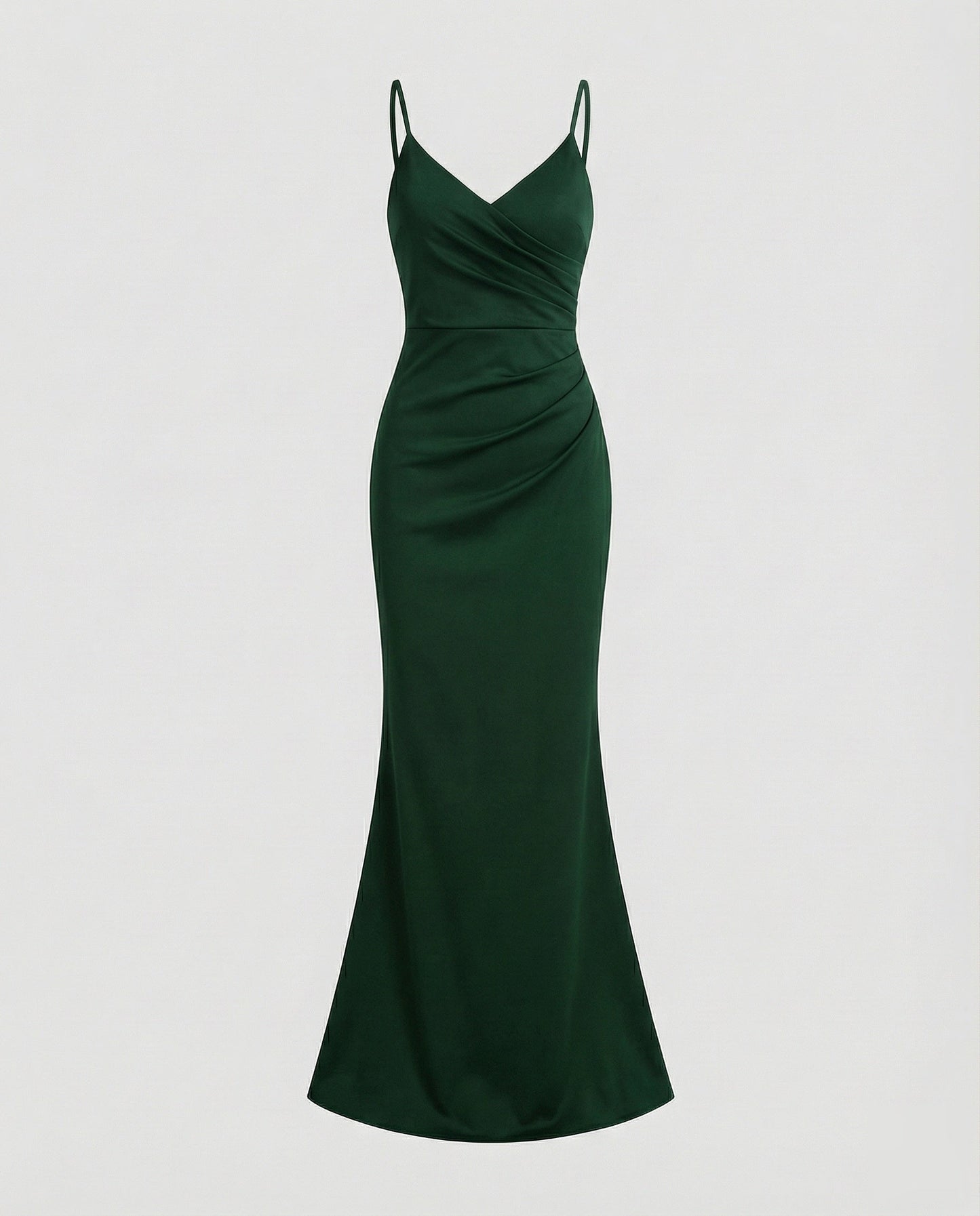 Women Figure-Hugging Mermaid Cut Mixed Fabric Evening Dress - Green colorway