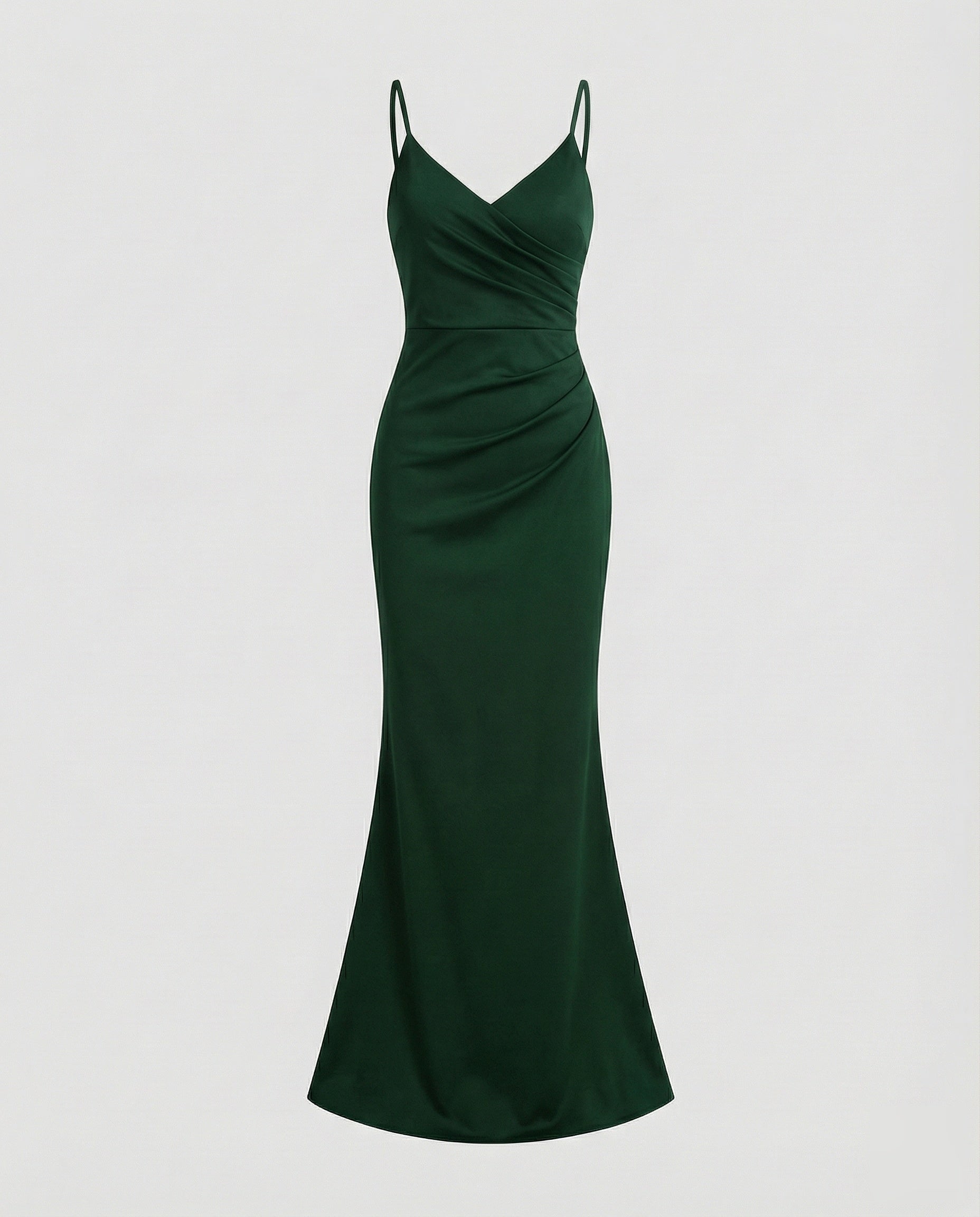 Women Figure-Hugging Mermaid Cut Mixed Fabric Evening Dress - Green colorway