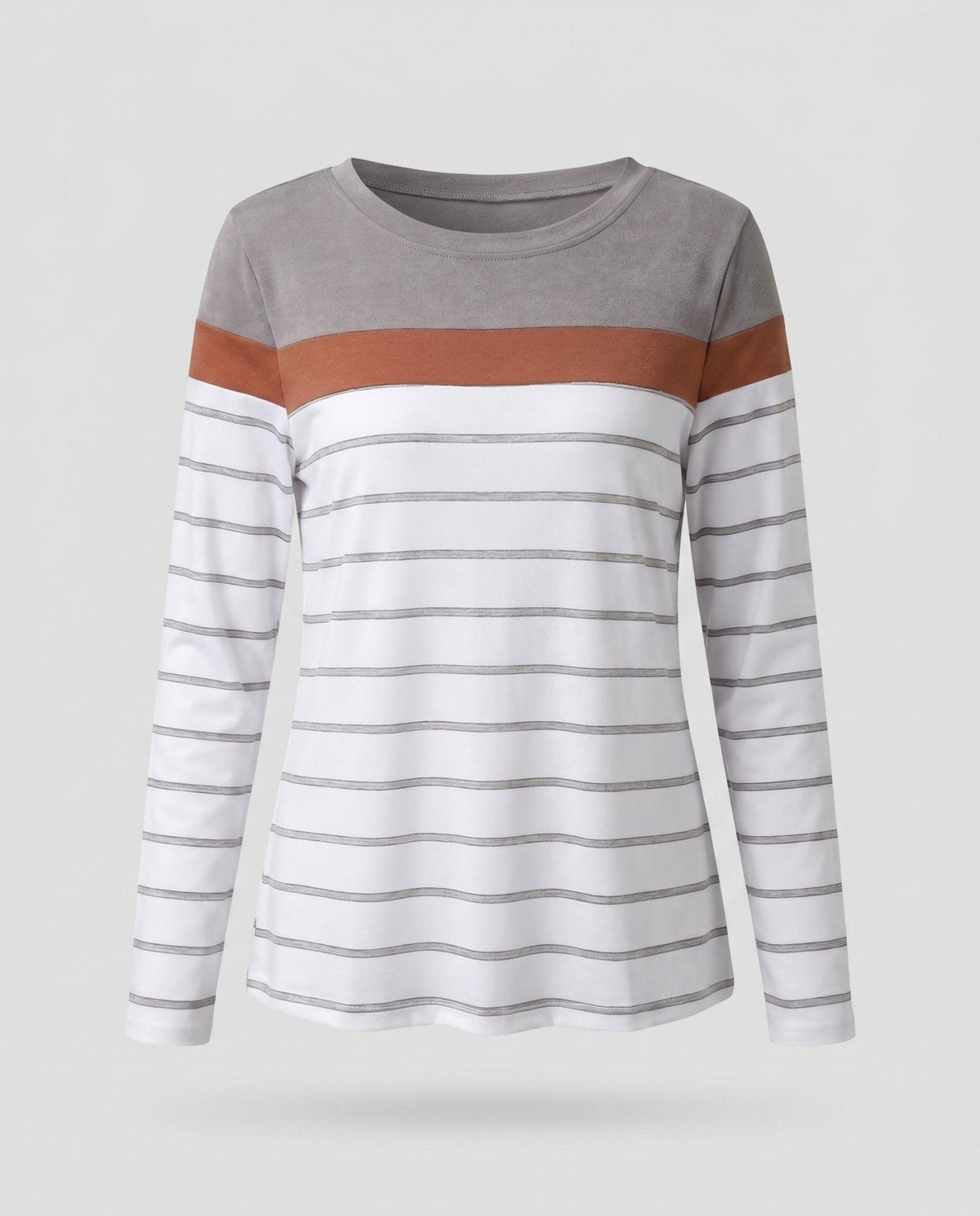 Women Long Sleeve Shirt with Fashionable Stripe Pattern and Elegant Details - Chichicherry