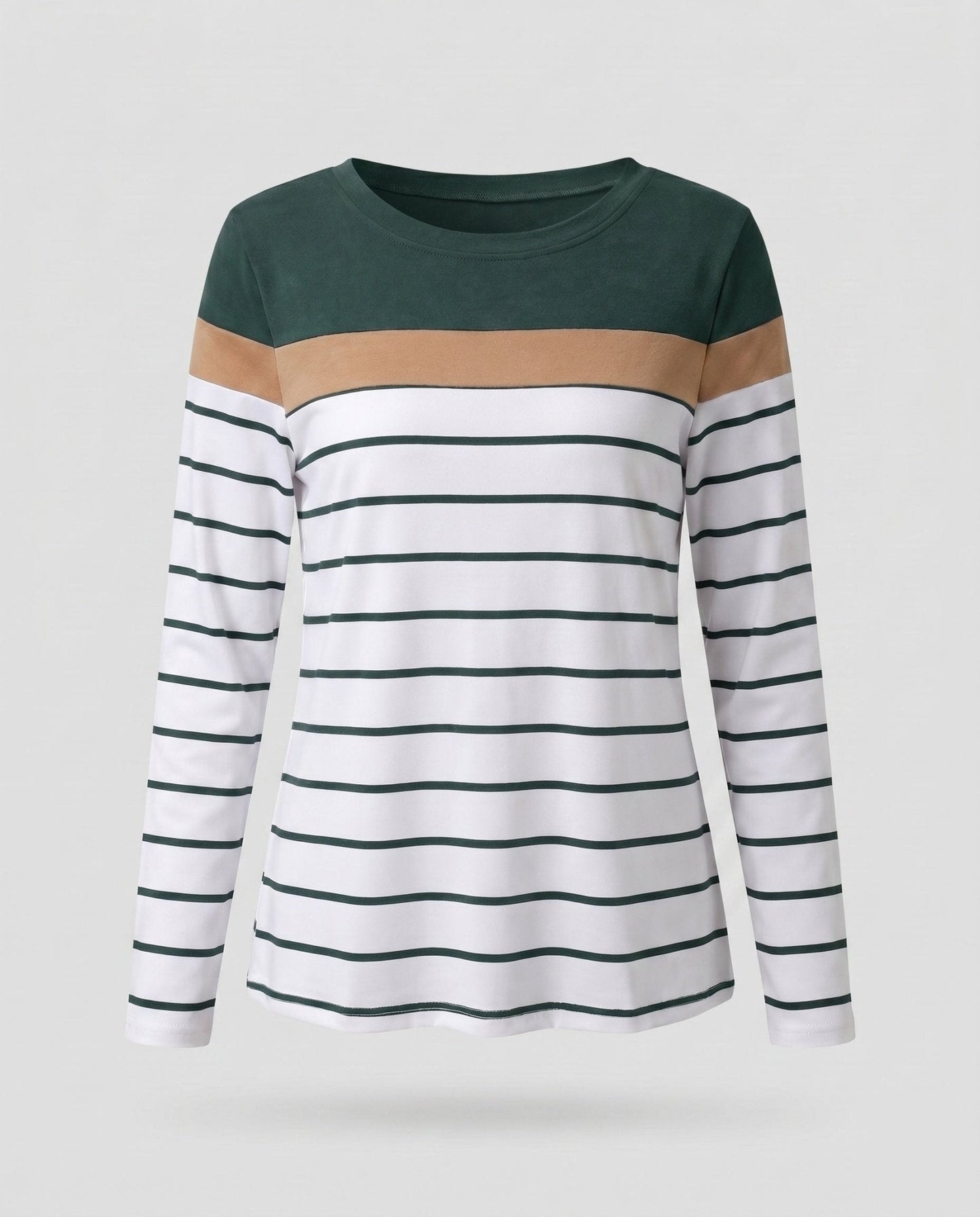 Women Long Sleeve Shirt with Fashionable Stripe Pattern and Elegant Details - Chichicherry