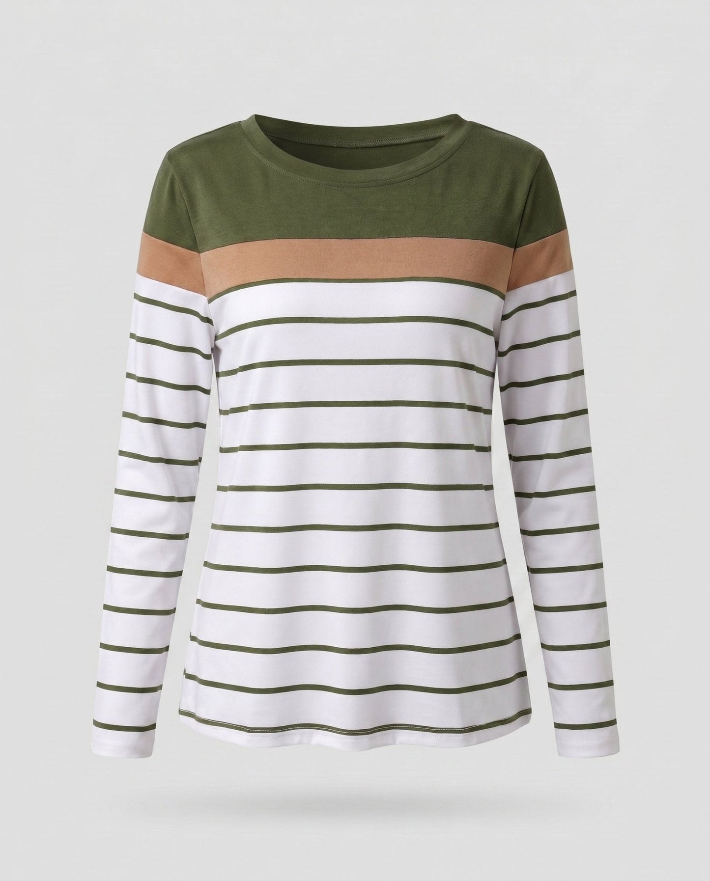 Women Long Sleeve Shirt with Fashionable Stripe Pattern and Elegant Details - Chichicherry