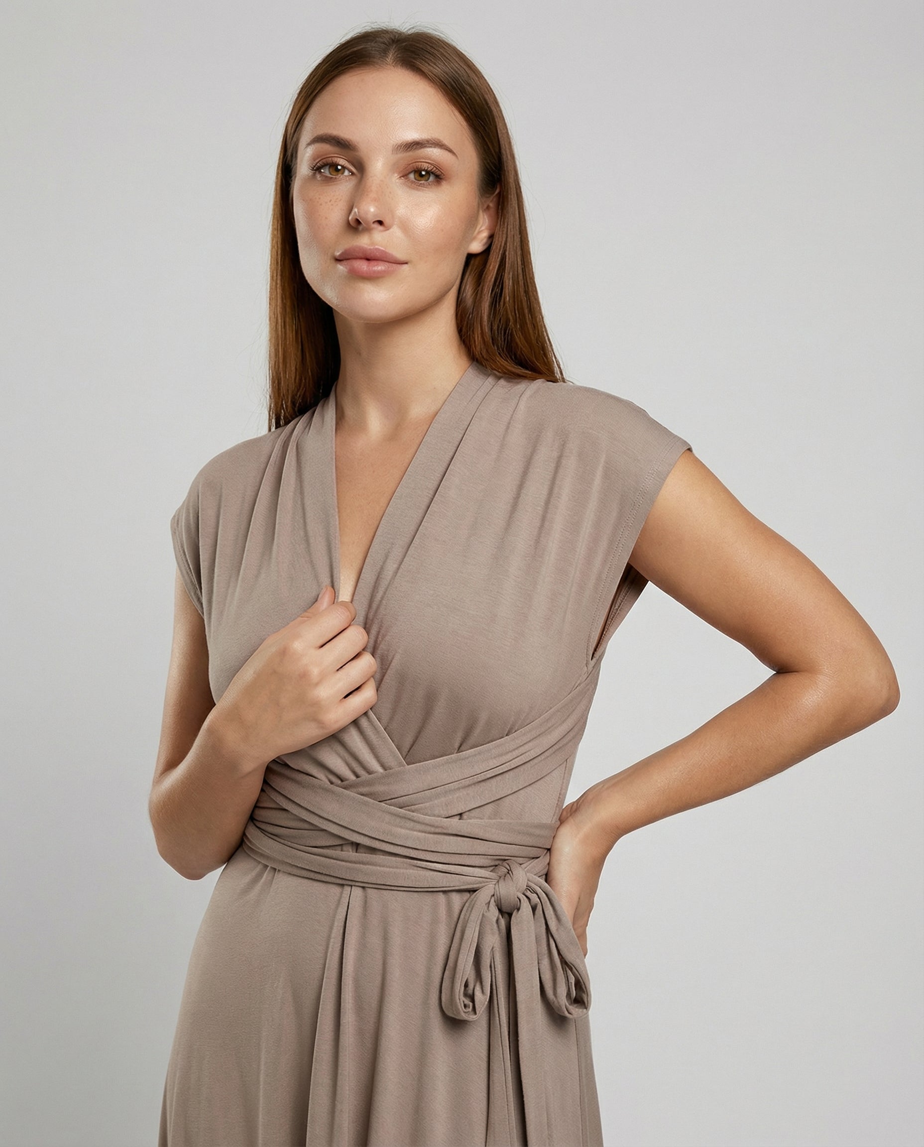 Women Multiway Wrap Dress with 50+ Wearing Variants & Elastic Fabric - upper body detail