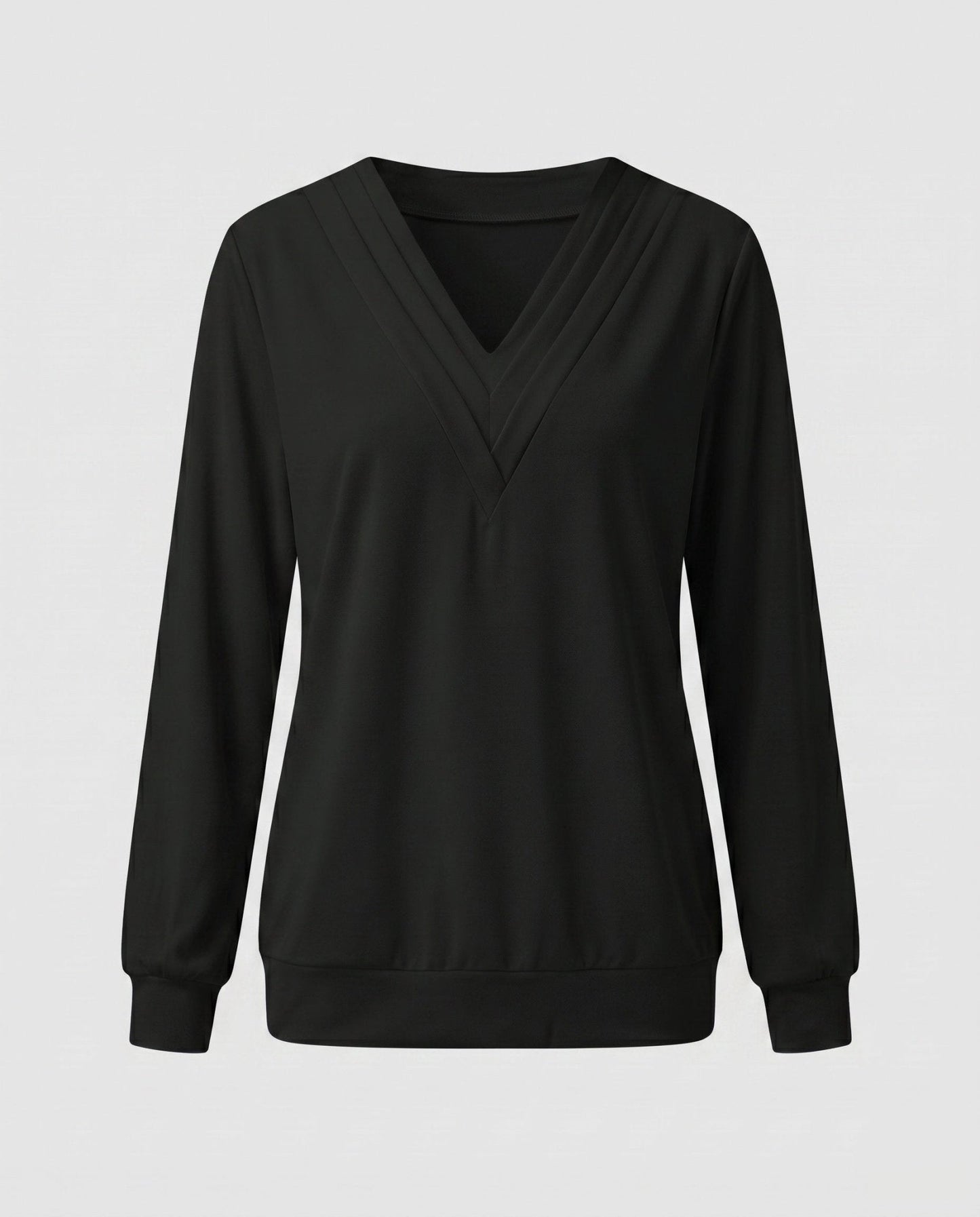 Women Oversized V-Neck Blouse with Long Sleeves - Chichicherry