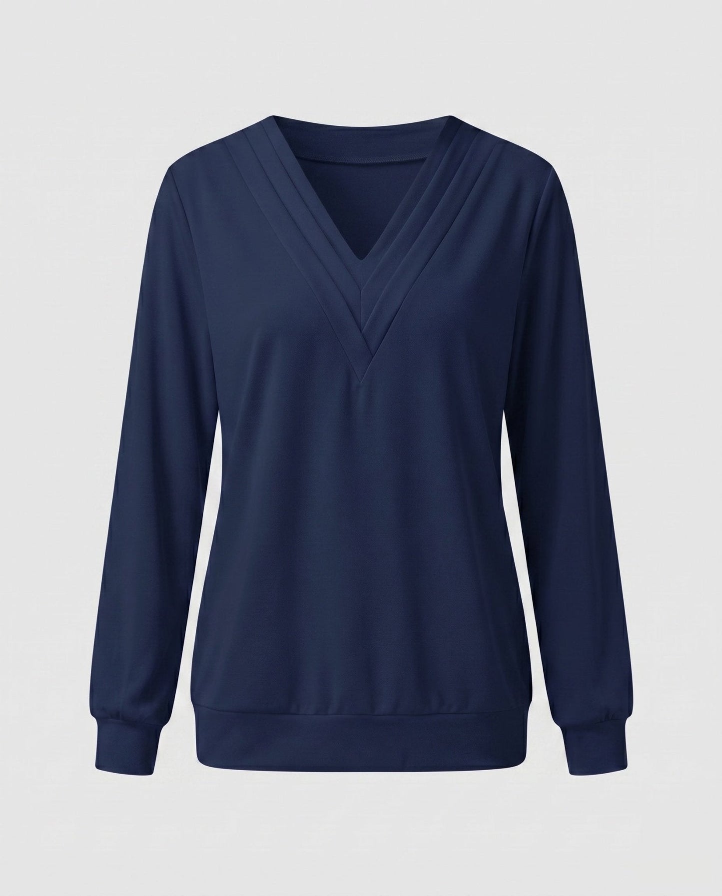 Women Oversized V-Neck Blouse with Long Sleeves - Chichicherry
