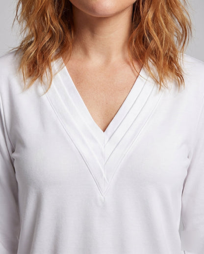 Women Oversized V-Neck Blouse with Long Sleeves - Chichicherry