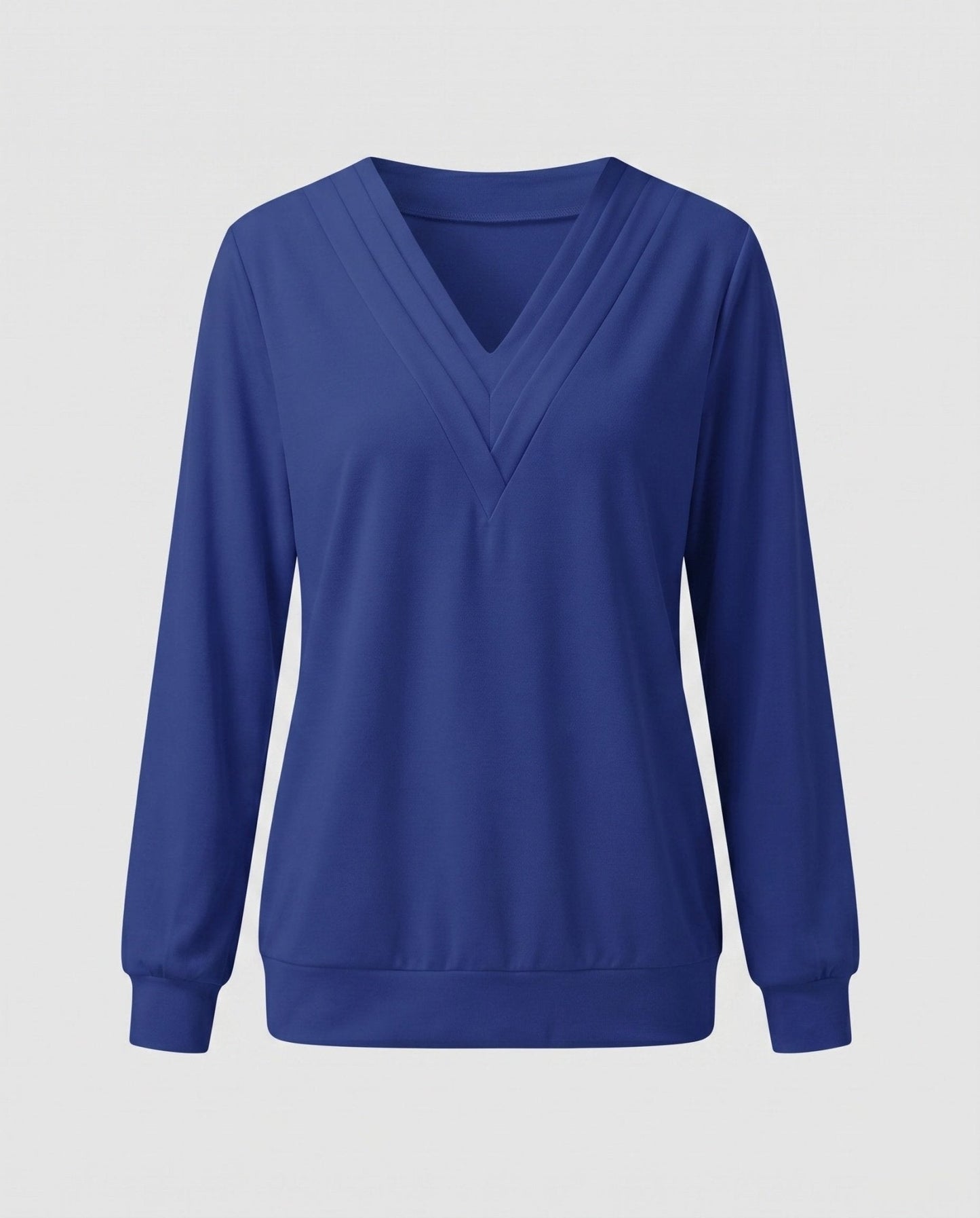 Women Oversized V-Neck Blouse with Long Sleeves - Chichicherry