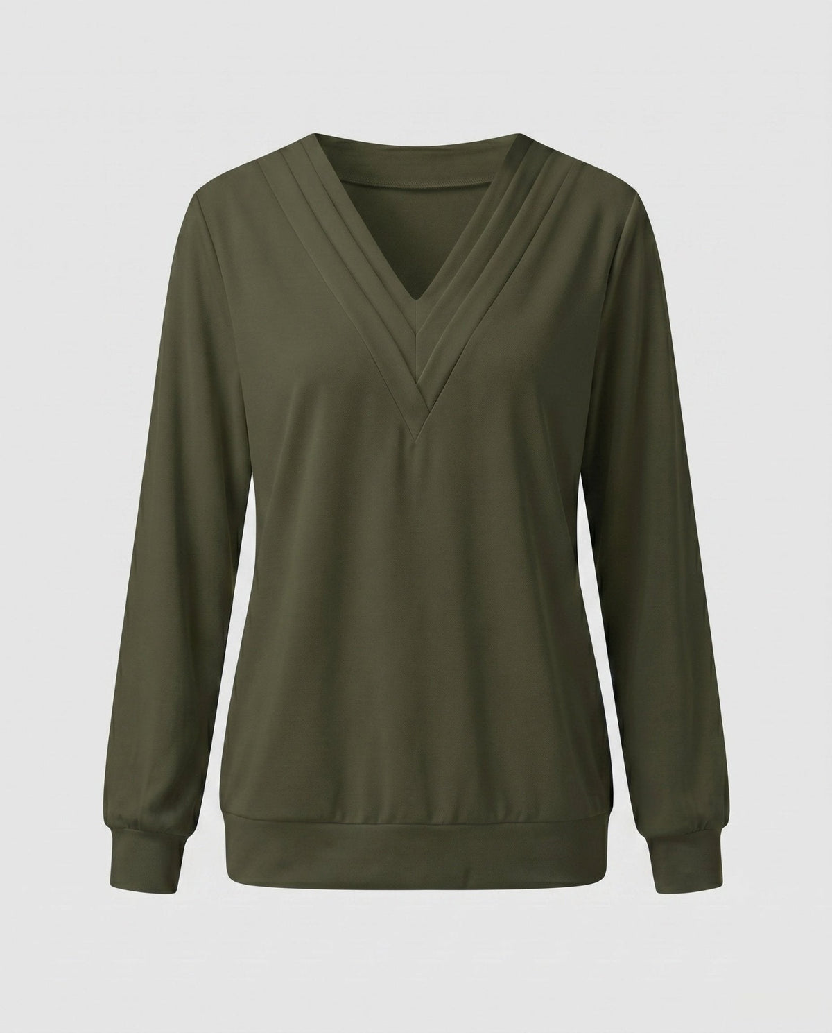 Women Oversized V-Neck Blouse with Long Sleeves - Chichicherry