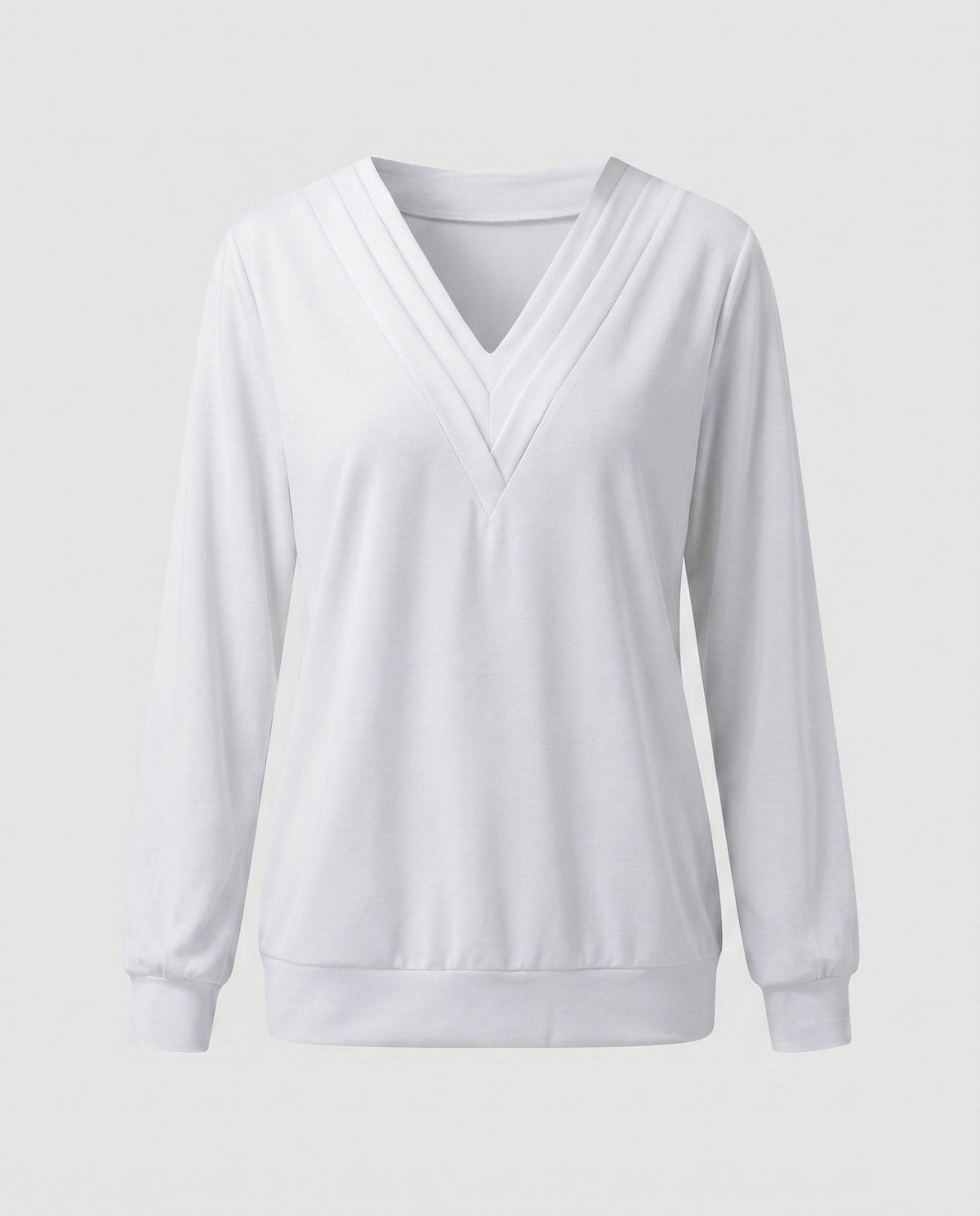 Women Oversized V-Neck Blouse with Long Sleeves - Chichicherry