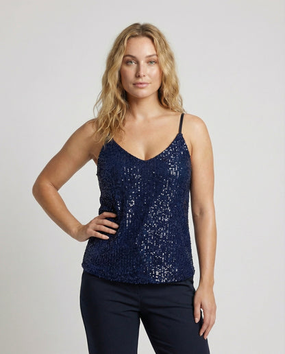 Women Sequined V-Neck Camisole - upper body detail