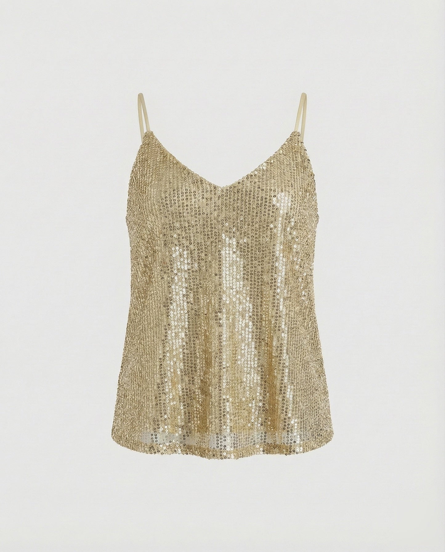 Women Sequined V-Neck Camisole - Gold colorway