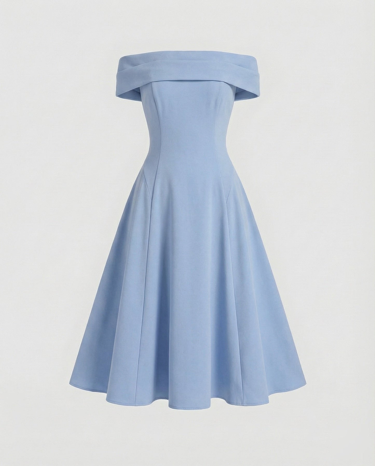 Women Tailored A-line Skirt Blended Fabric Midi Dress - Blue colorway