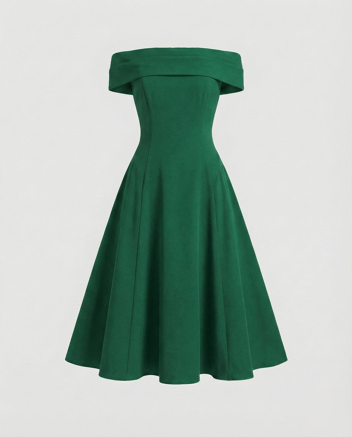 Women Tailored A-line Skirt Blended Fabric Midi Dress - Green colorway