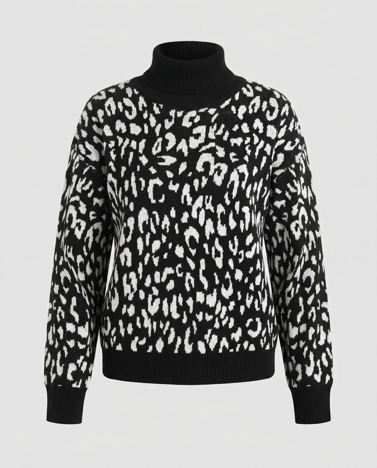 Women trendy knitted sweater with animal print - Chichicherry