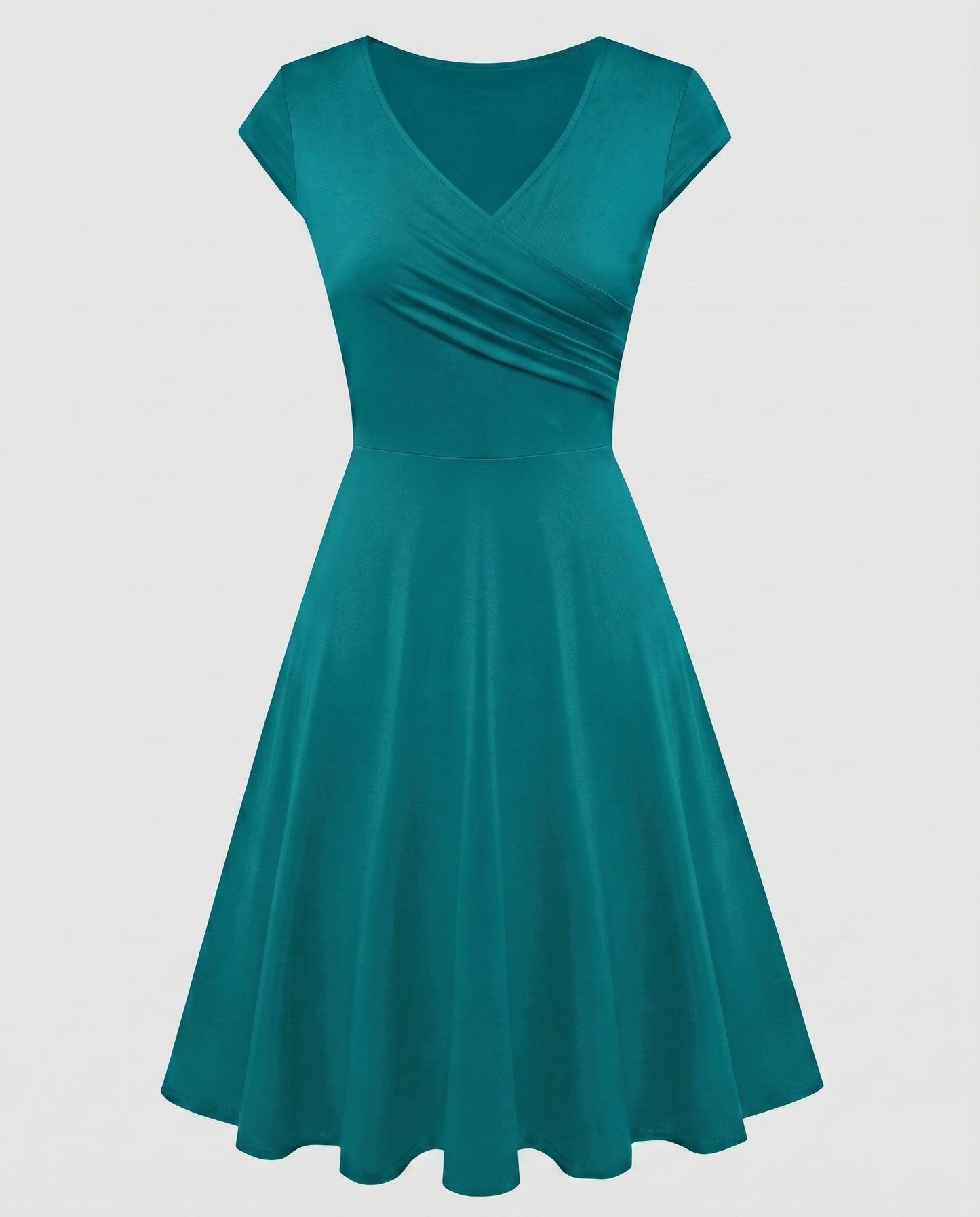 Women's A-line Dress with Wrap Design and Pleats - Light Green colorway