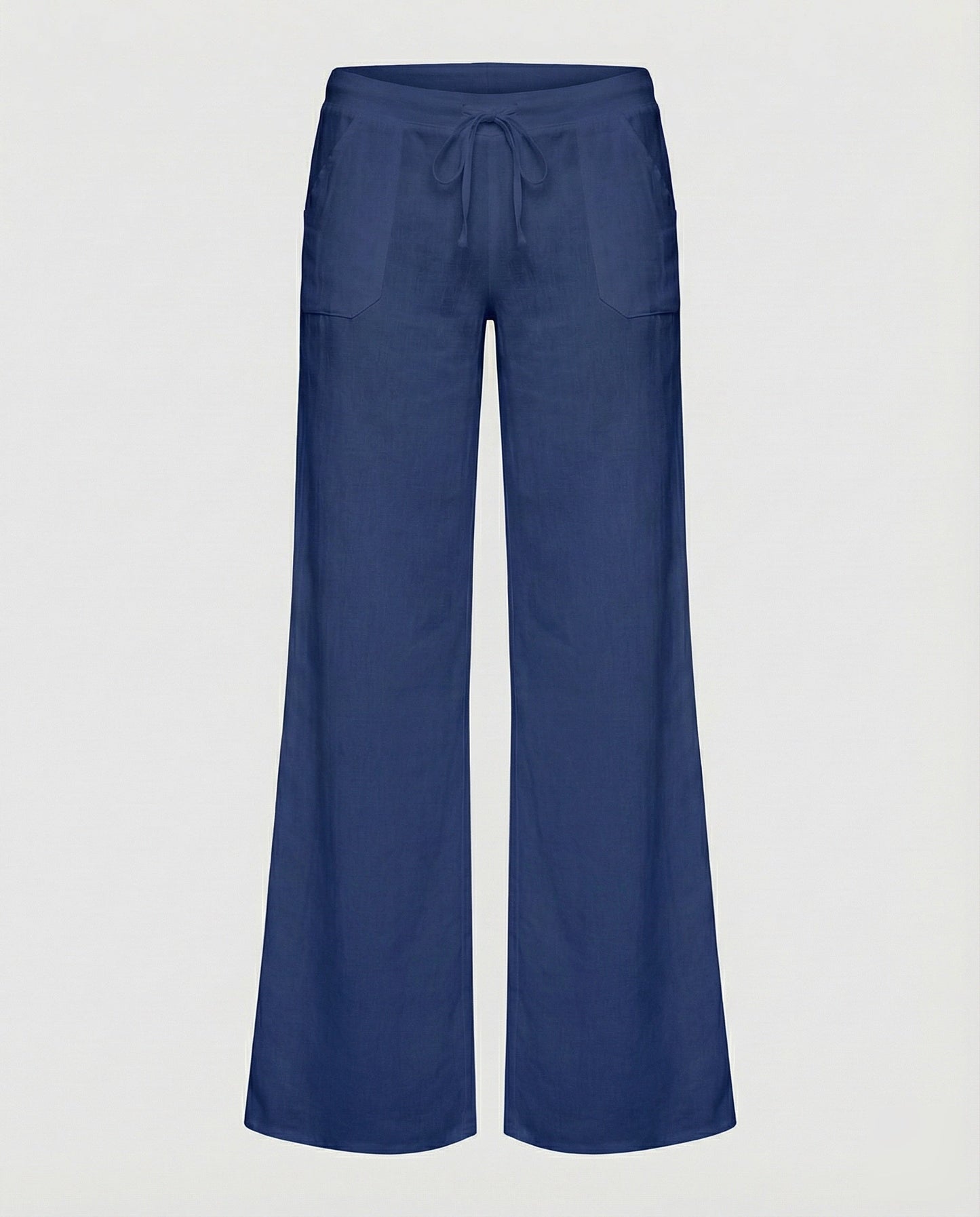 Women's Airy Linen Pants with Patch Pockets - Royal Blue colorway