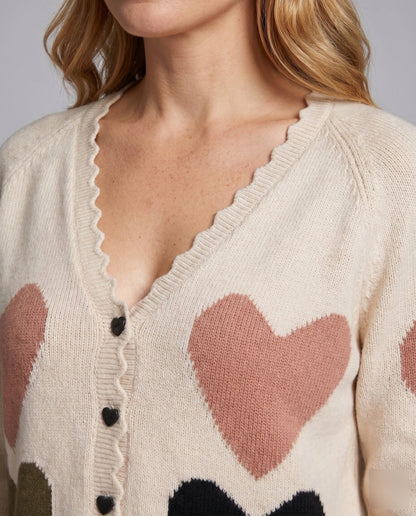 Women's cardigan with heart pattern and romantic design - Chichicherry