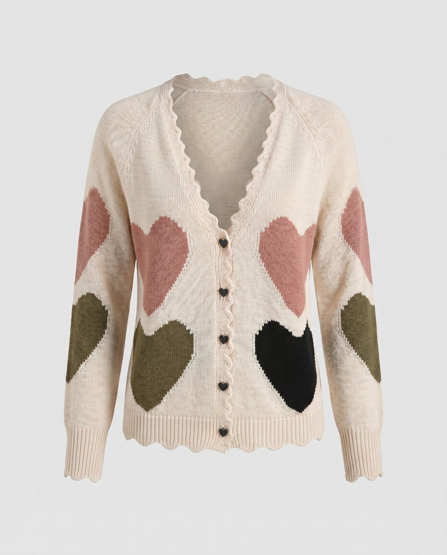 Women's cardigan with heart pattern and romantic design - Chichicherry